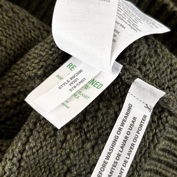 J.Crew Textured Stitch Dark Green Cotton Crew Neck Sweater Men's Medium NEW - Picture 7 of 7